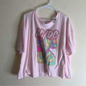 NWT Old Navy AC/DC Cropped Plus Size Graphic Tee Shirt XXL